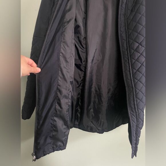 Esprit Navy Long Line Quilted Spring Jacket Zipped in Hood Sz S - Picture 6 of 8